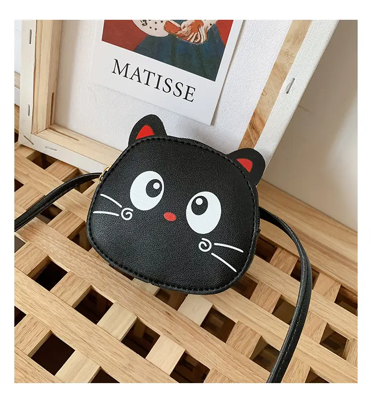 Red Cat Kitten Messenger Bag for Kids PU Material — feature 23