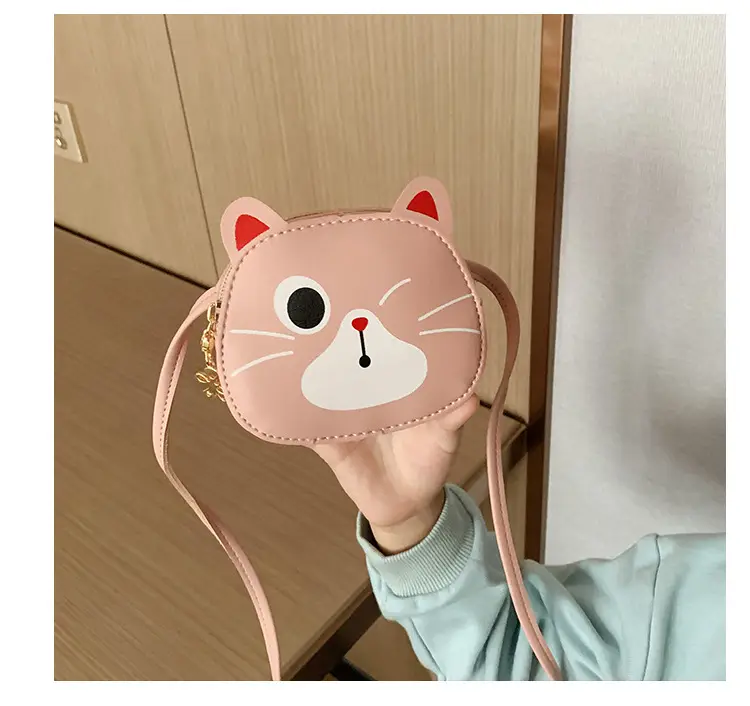 Red Cat Kitten Messenger Bag for Kids PU Material — feature 31