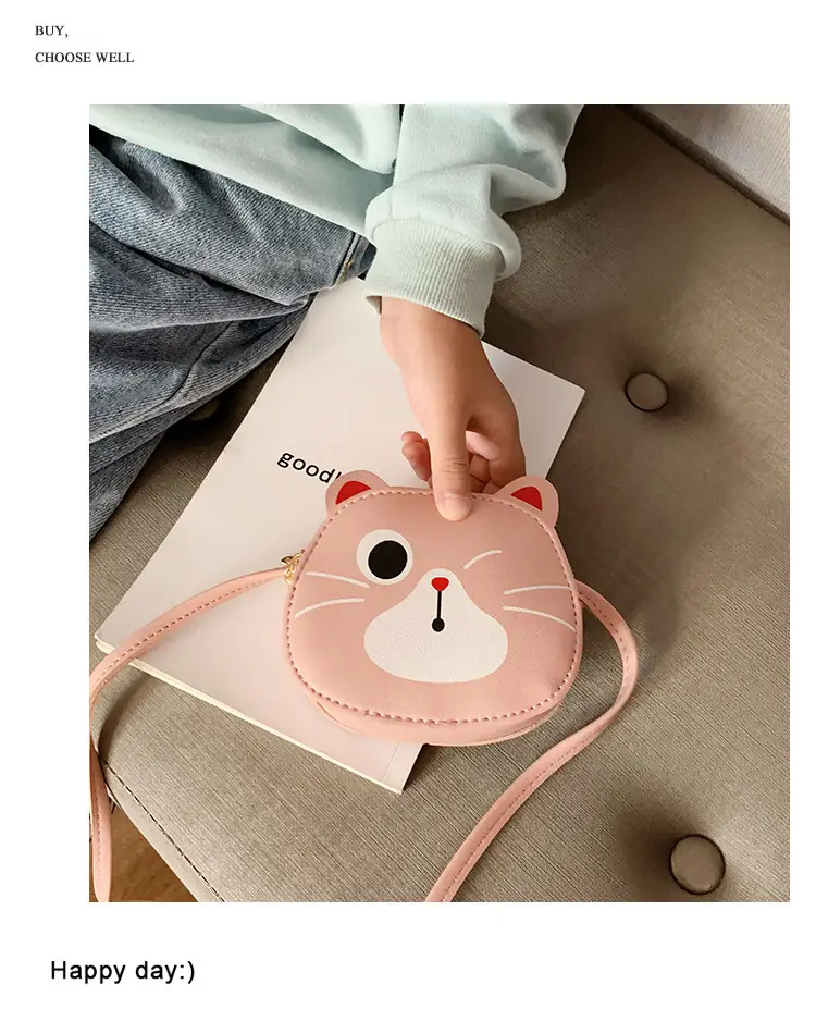 Red Cat Kitten Messenger Bag for Kids PU Material — feature 32