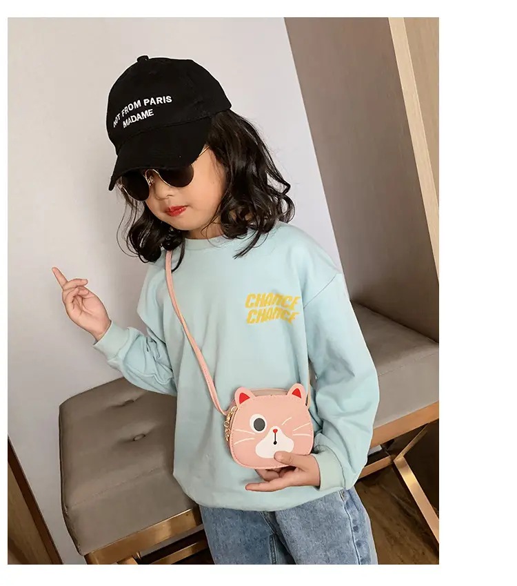 Red Cat Kitten Messenger Bag for Kids PU Material — feature 34