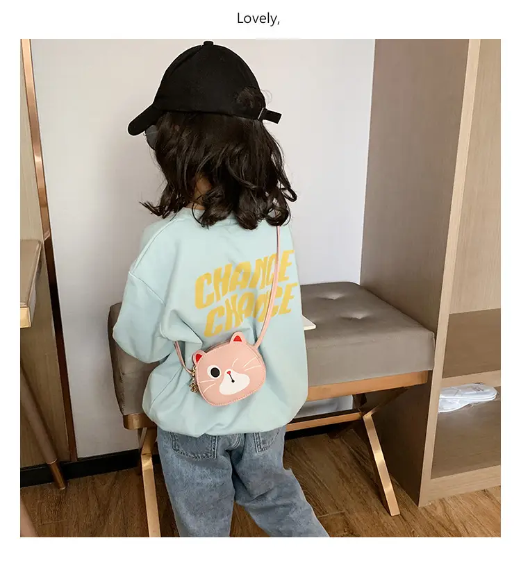Red Cat Kitten Messenger Bag for Kids PU Material — feature 35
