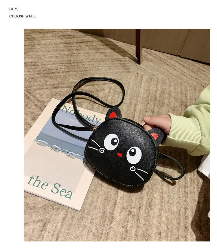 Red Cat Kitten Messenger Bag for Kids PU Material — feature 43