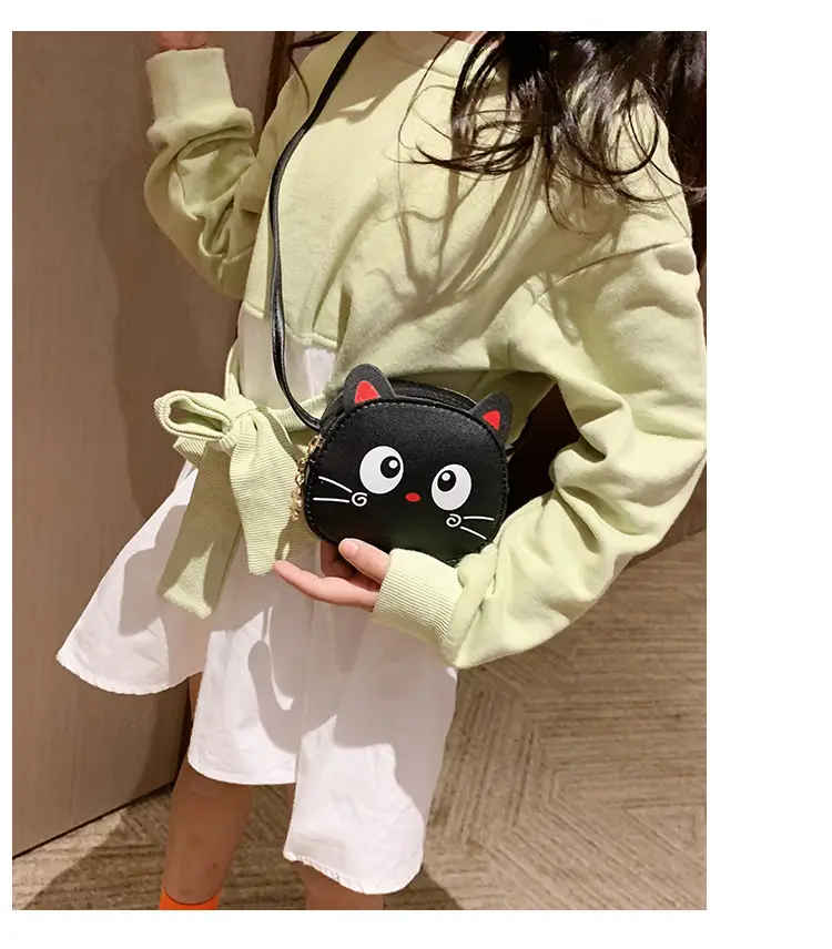 Red Cat Kitten Messenger Bag for Kids PU Material — feature 46