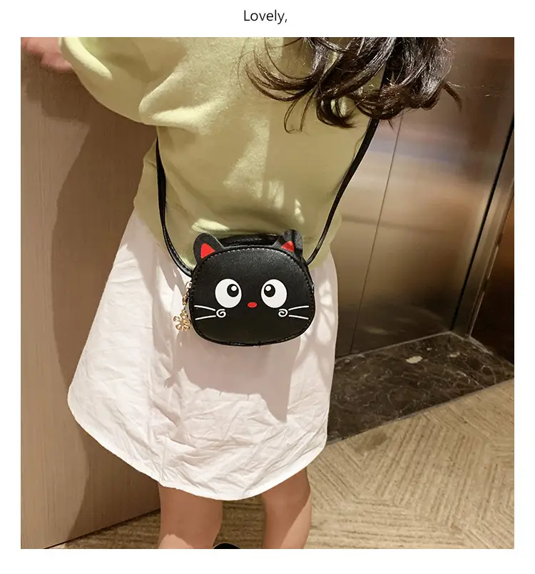 Red Cat Kitten Messenger Bag for Kids PU Material — feature 47