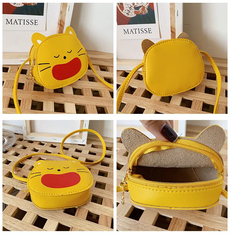 Red Cat Kitten Messenger Bag for Kids PU Material — feature 6