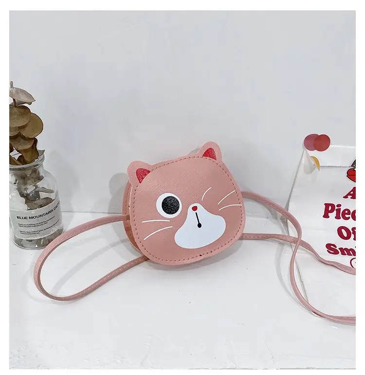 Red Cat Kitten Messenger Bag for Kids PU Material