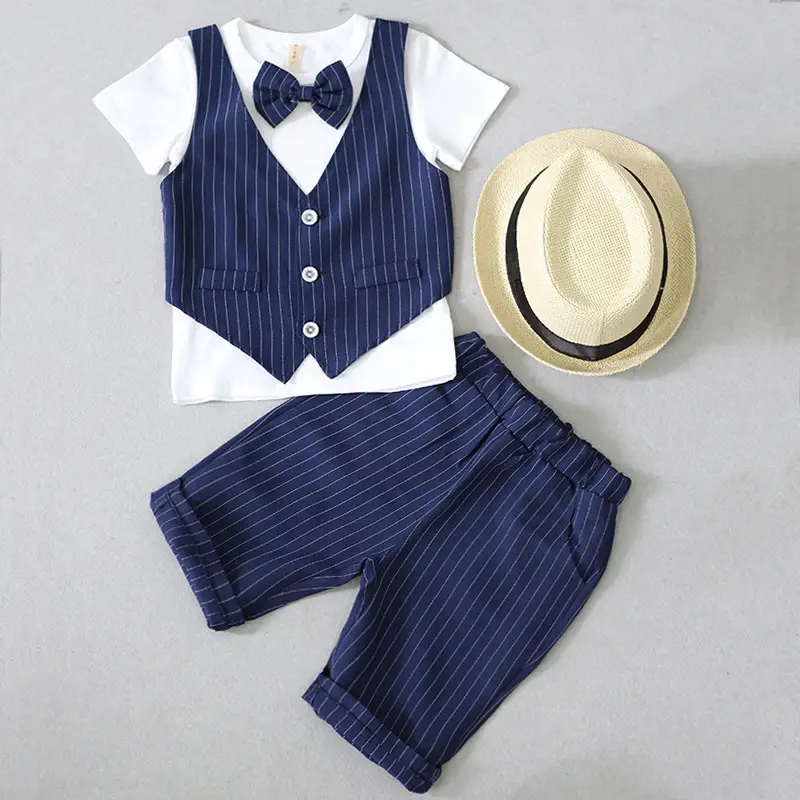 Boys Cotton Vest & Pants Set Black Striped - Image 6