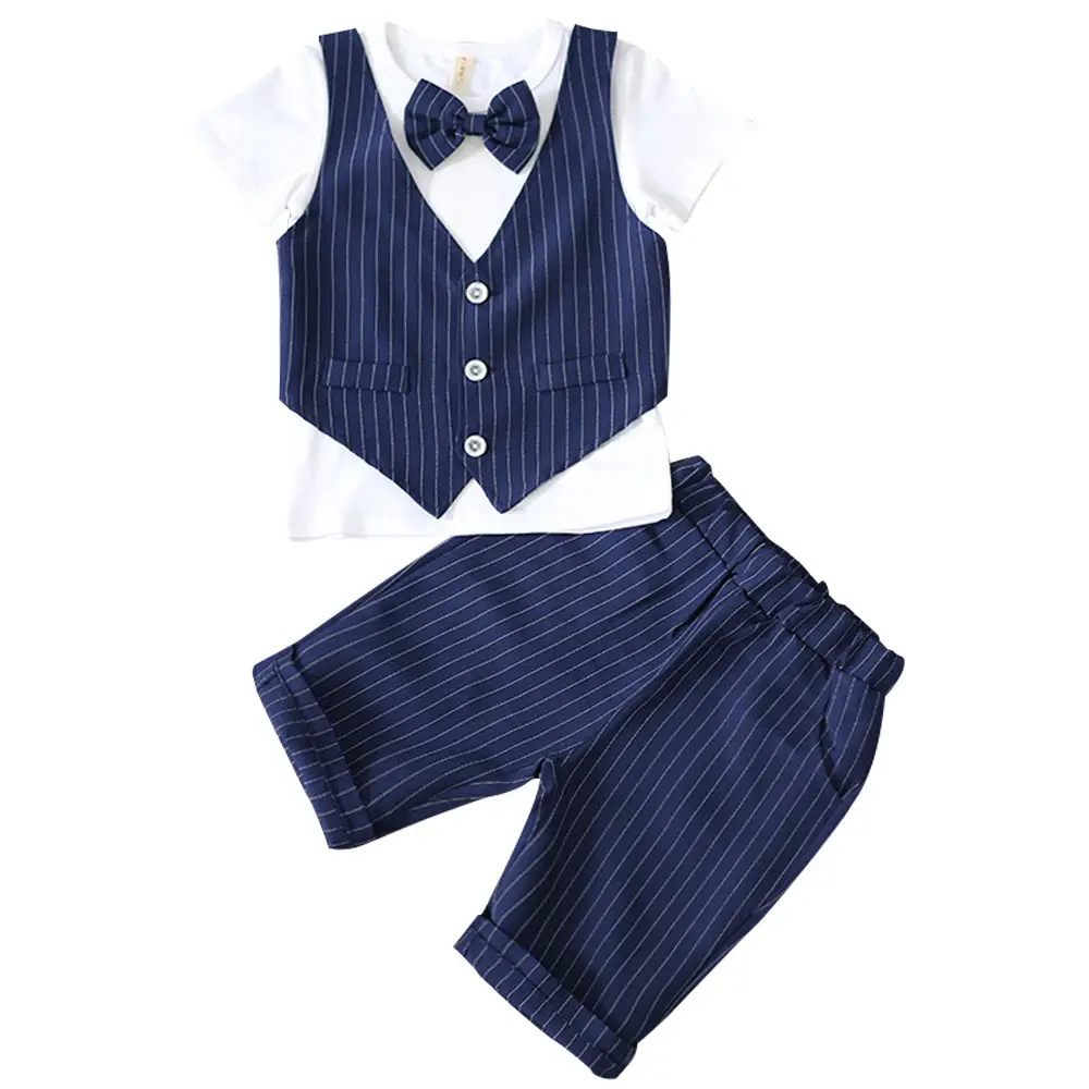 Boys Cotton Vest & Pants Set Black Striped - Image 7