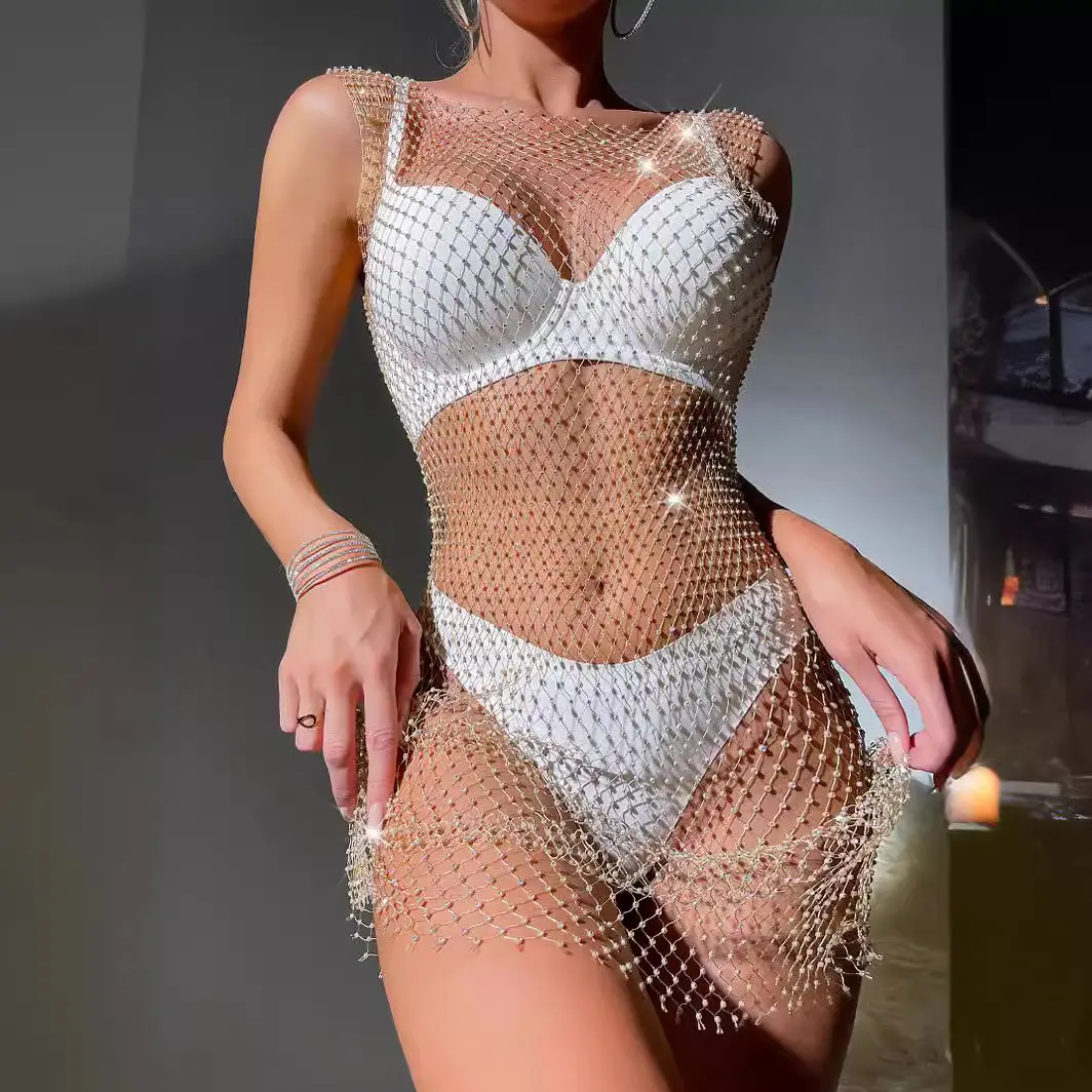 Women's Crossbody Rhinestone Mesh Dress 2026 - Image 21