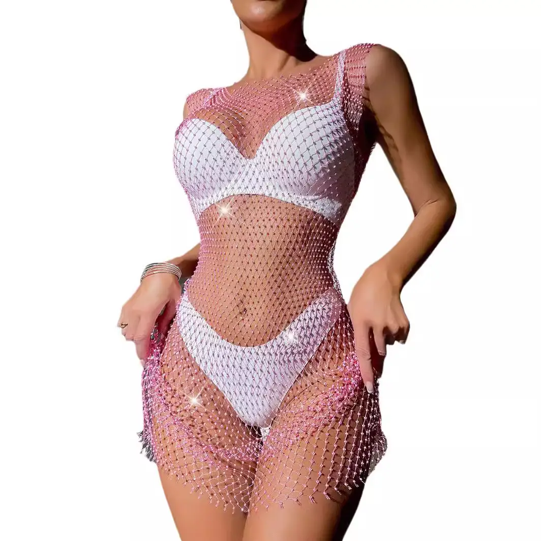 Women's Crossbody Rhinestone Mesh Dress 2026 - Image 23