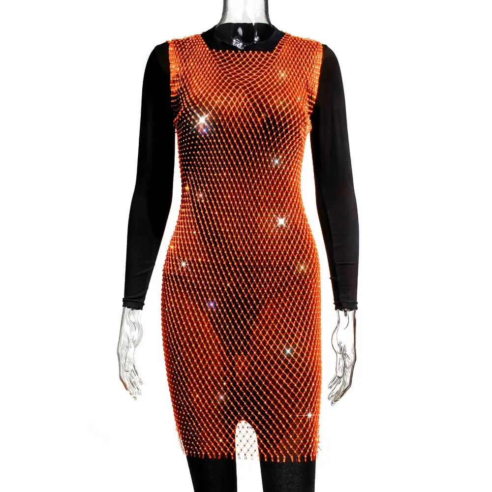 Women's Crossbody Rhinestone Mesh Dress 2026 - Image 10