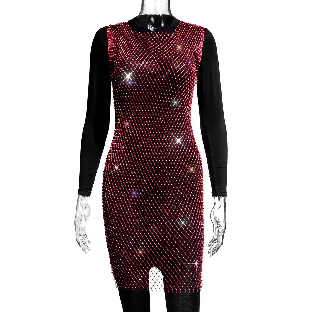 Women's Crossbody Rhinestone Mesh Dress 2026 - Image 11
