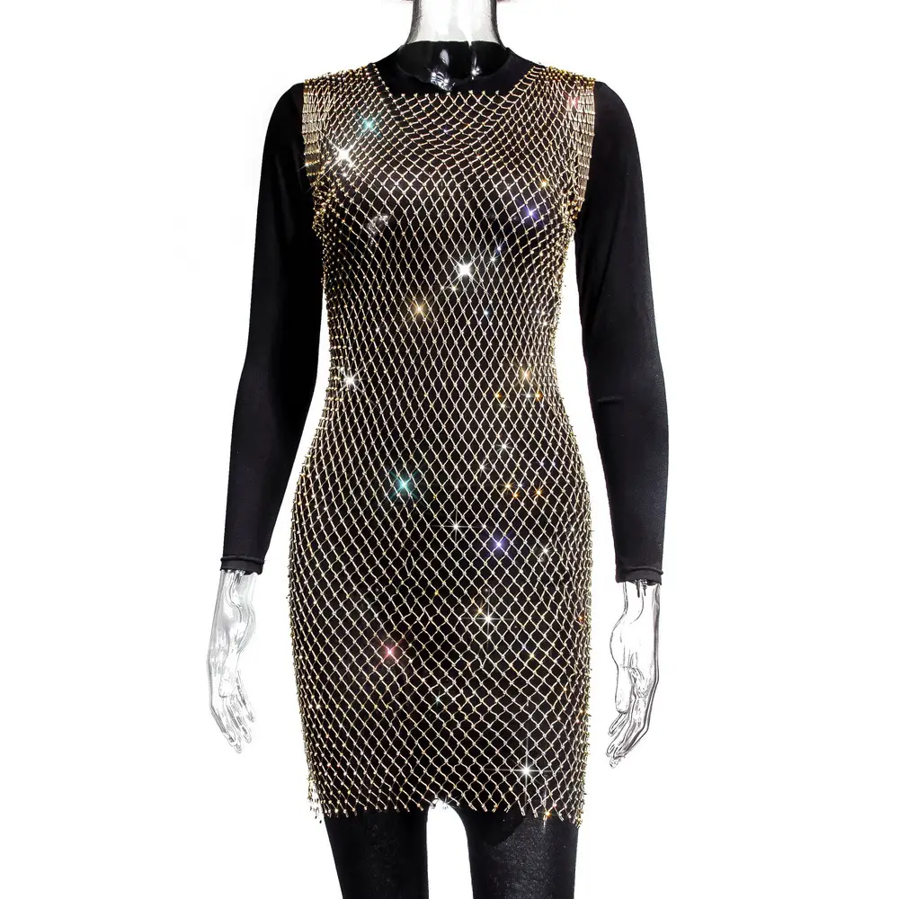 Women's Crossbody Rhinestone Mesh Dress 2026 - Image 4