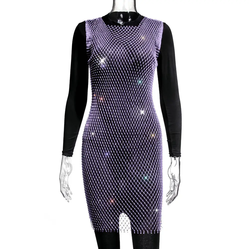 Women's Crossbody Rhinestone Mesh Dress 2026 - Image 5