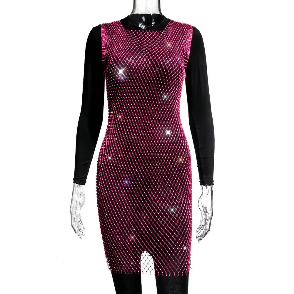 Women's Crossbody Rhinestone Mesh Dress 2026 - Image 9