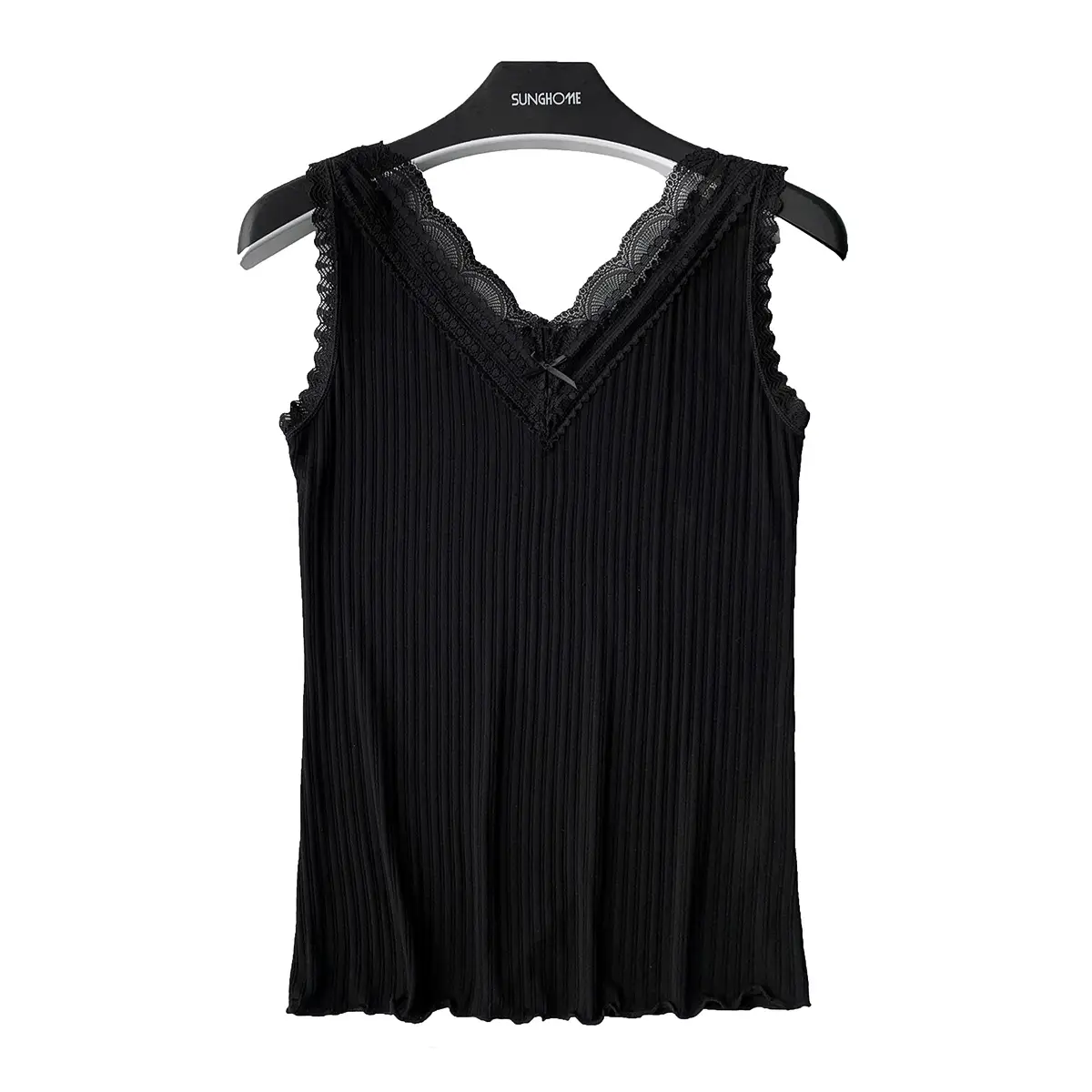 White V-Neck Lace Camisole with Sleeveless Design - Image 11