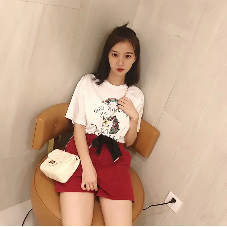 Little Red Book Unicorn Cotton T-Shirt White 2025