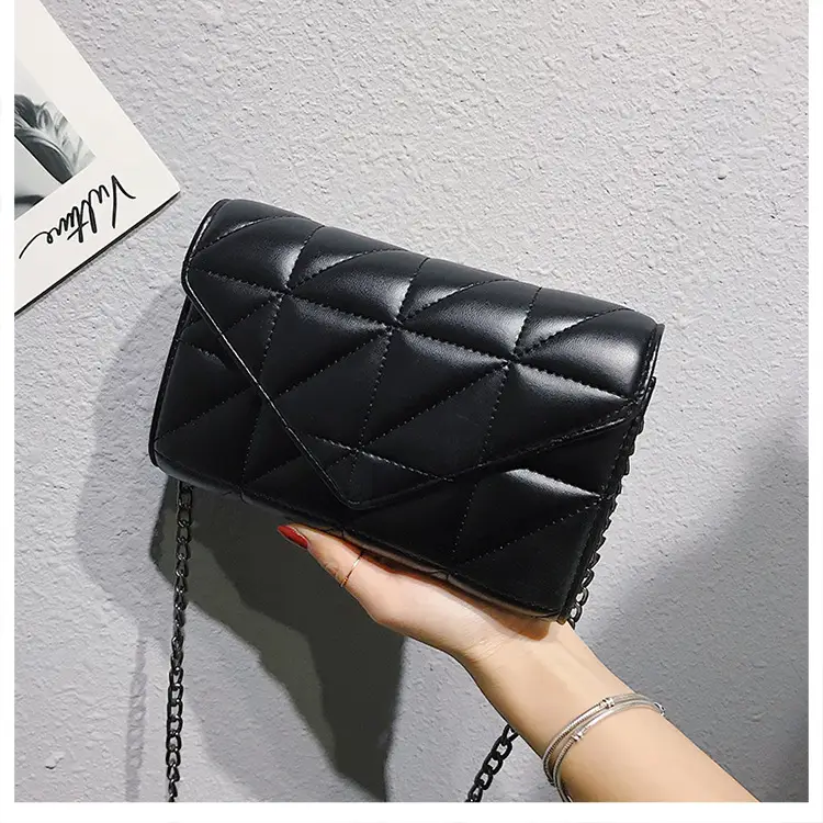 Small Black Quilted Chain Crossbody Bag for Women - Image 2