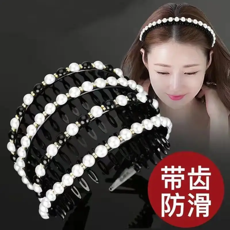 Pearl Hairpin Bangs for Women Elegant Headband