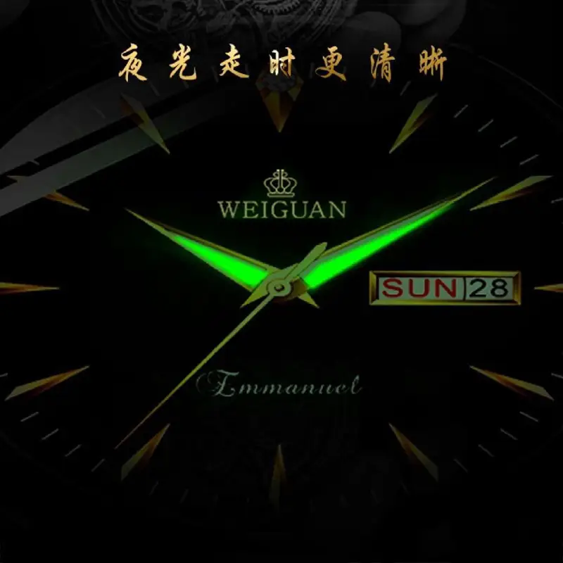 Full Automatic Fashion Men's Double Calendar Luminous Waterproof Watch Stainless Steel Business Non-mechanical Quartz Watch Men's New