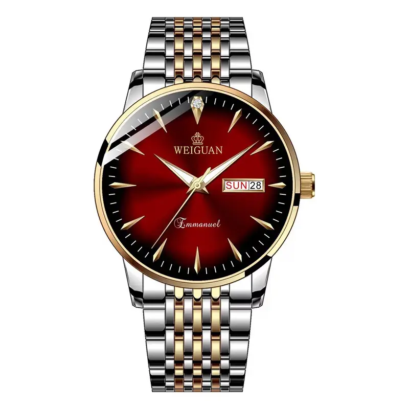 Full Automatic Fashion Men's Double Calendar Luminous Waterproof Watch Stainless Steel Business Non-mechanical Quartz Watch Men's New