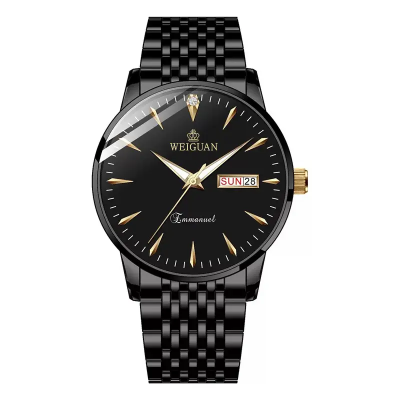 Full Automatic Fashion Men's Double Calendar Luminous Waterproof Watch Stainless Steel Business Non-mechanical Quartz Watch Men's New