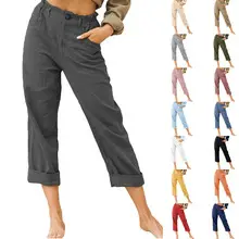 Women's Elastic Straight Leg Pants Beige Casual Summer — feature 1
