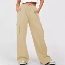 Women's Elastic Straight Leg Pants Beige Casual Summer — feature 19