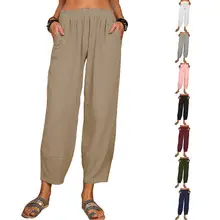 Women's Elastic Straight Leg Pants Beige Casual Summer — feature 7