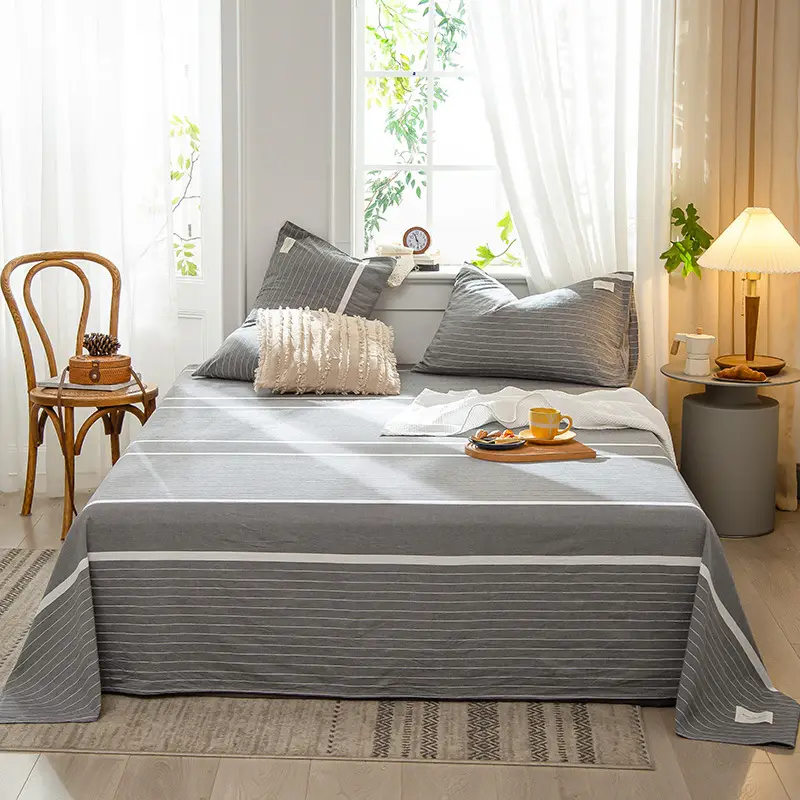 Wholesale cotton bed sheet washed cotton pure cotton simple summer dormitory quilt single piece spring and autumn double bed supplies