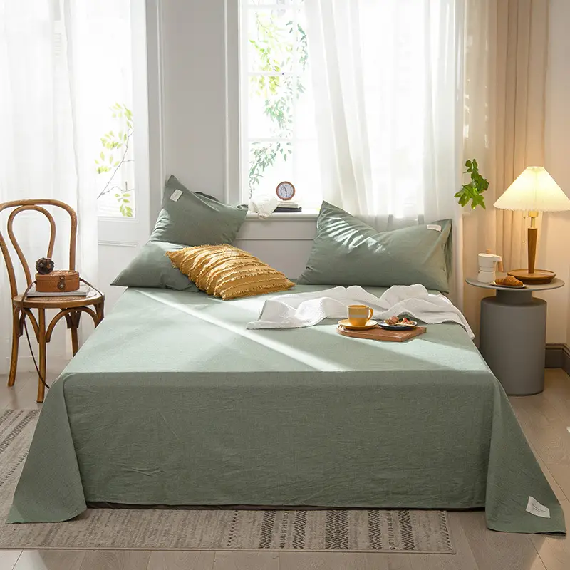 Wholesale cotton bed sheet washed cotton pure cotton simple summer dormitory quilt single piece spring and autumn double bed supplies