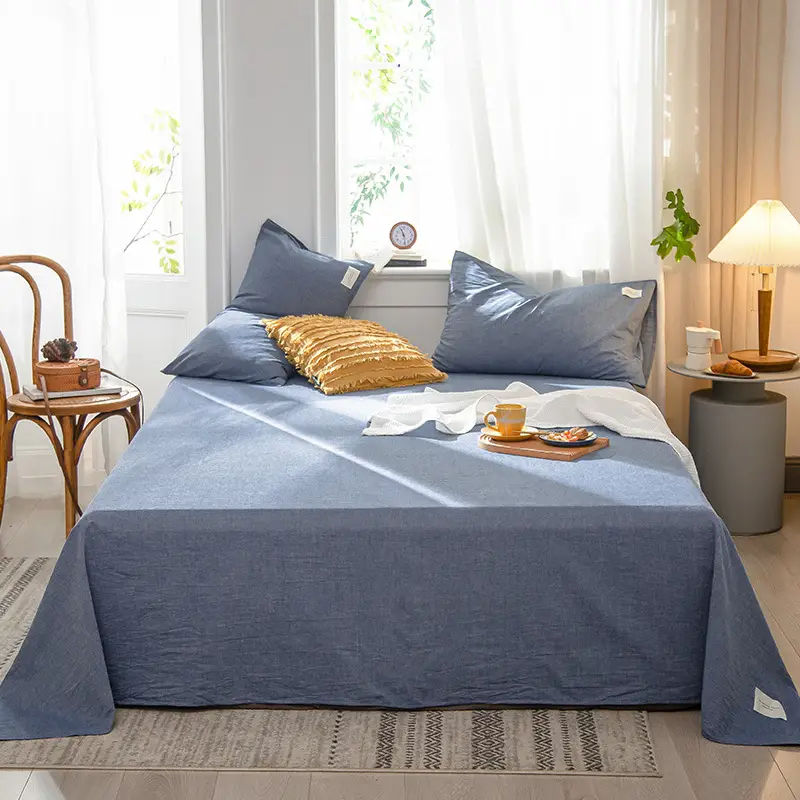 Wholesale cotton bed sheet washed cotton pure cotton simple summer dormitory quilt single piece spring and autumn double bed supplies