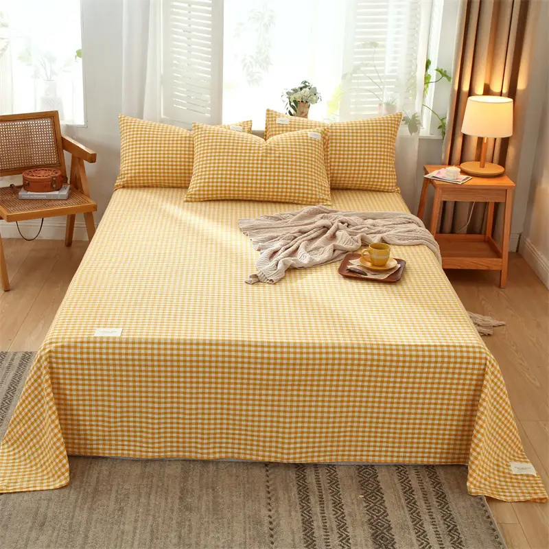 Wholesale cotton bed sheet washed cotton pure cotton simple summer dormitory quilt single piece spring and autumn double bed supplies