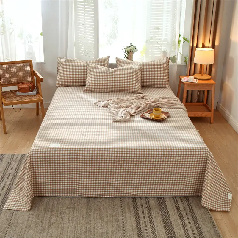 Wholesale cotton bed sheet washed cotton pure cotton simple summer dormitory quilt single piece spring and autumn double bed supplies