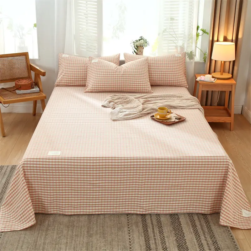 Wholesale cotton bed sheet washed cotton pure cotton simple summer dormitory quilt single piece spring and autumn double bed supplies