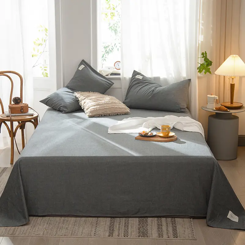 Wholesale cotton bed sheet washed cotton pure cotton simple summer dormitory quilt single piece spring and autumn double bed supplies