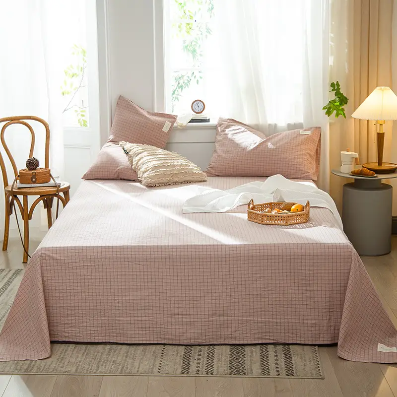 Wholesale cotton bed sheet washed cotton pure cotton simple summer dormitory quilt single piece spring and autumn double bed supplies