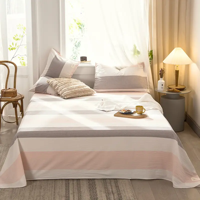 Wholesale cotton bed sheet washed cotton pure cotton simple summer dormitory quilt single piece spring and autumn double bed supplies