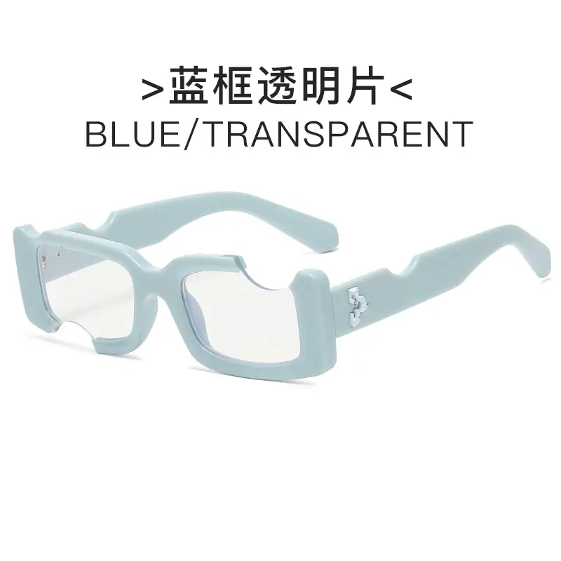 Blue Transparent Notch Sunglasses Cross-Border Style