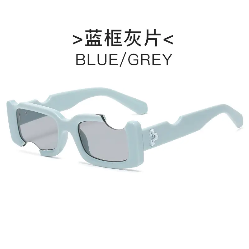 Blue Transparent Notch Sunglasses Cross-Border Style