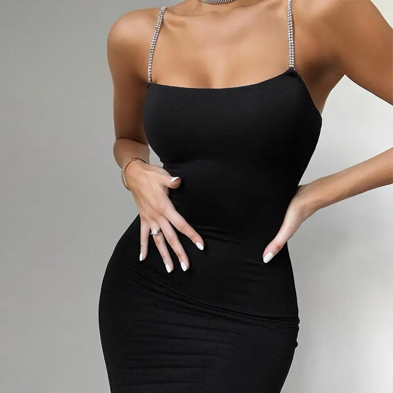 2025 Women's White Slim Fit Sling Strap Dress