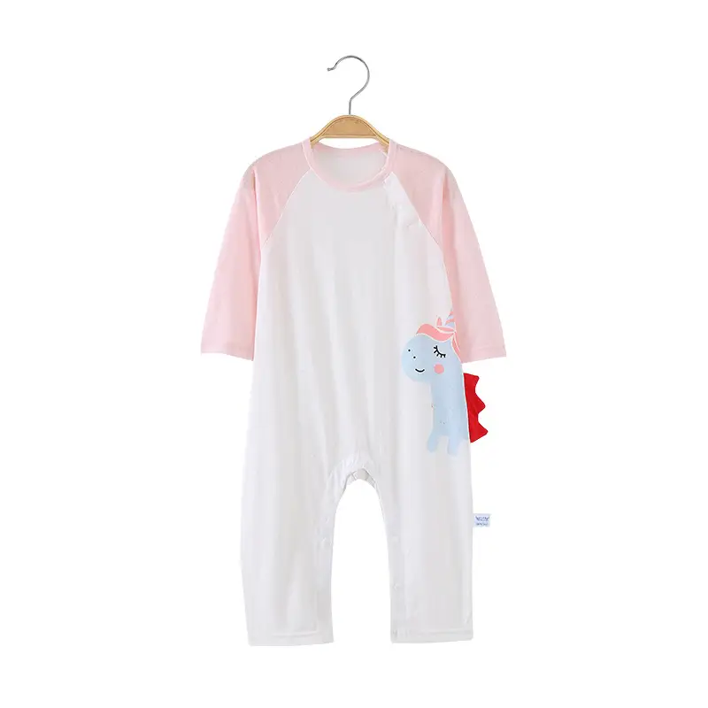 Baby Hakka Outfit Pink White Adjustable Button - Image 10