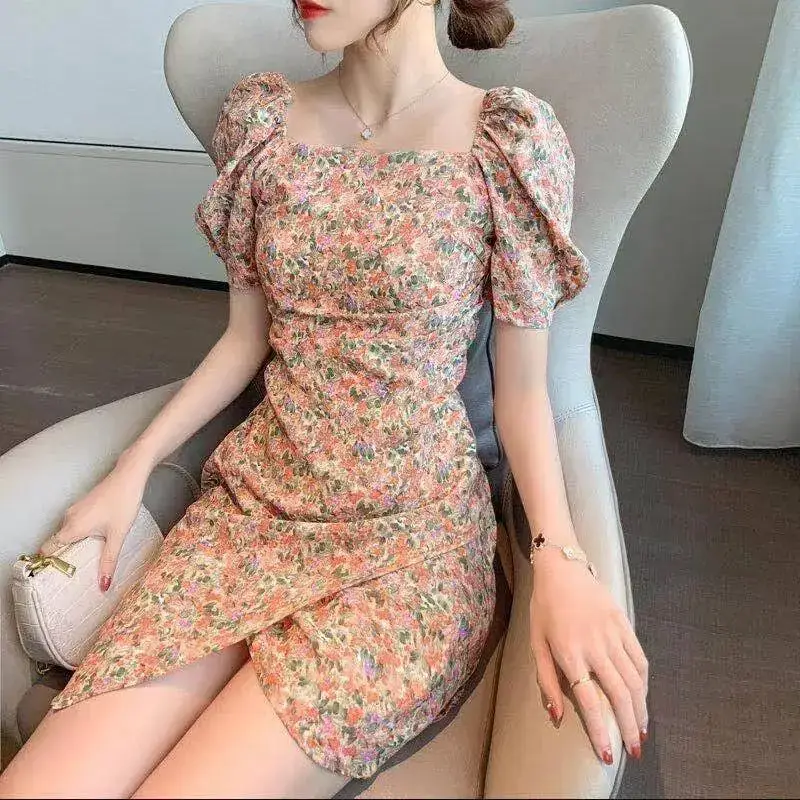 Women Floral Puff Sleeve Dress Summer Wear - Image 7