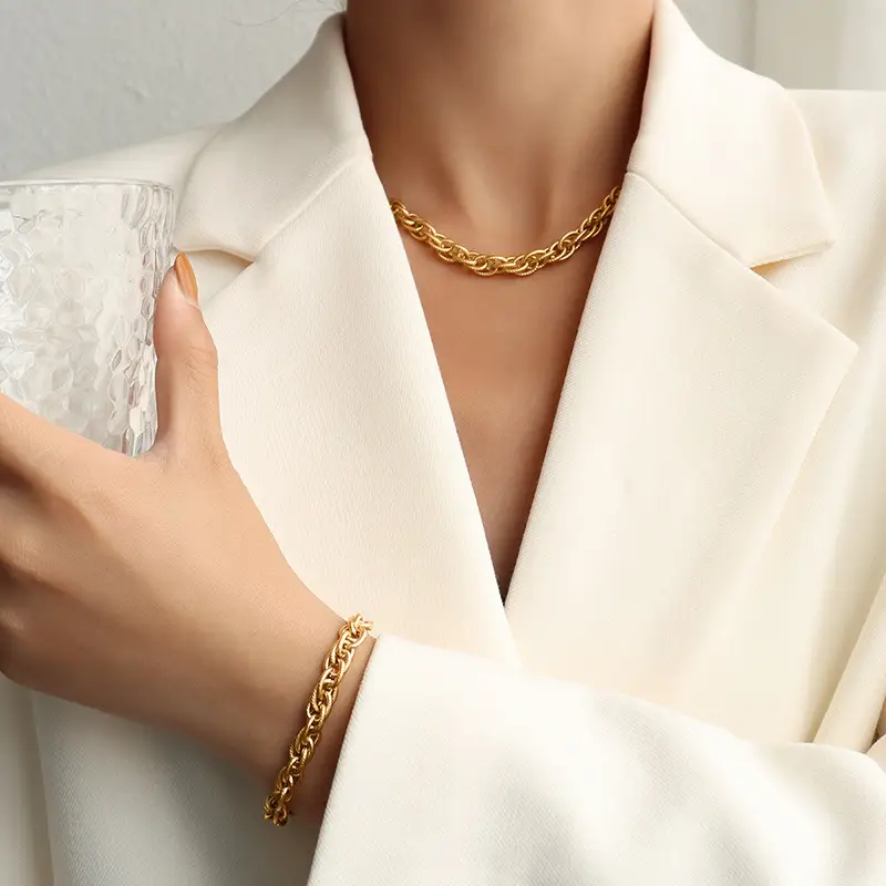 Italian Braided Chain Necklace Set for Women - Image 6