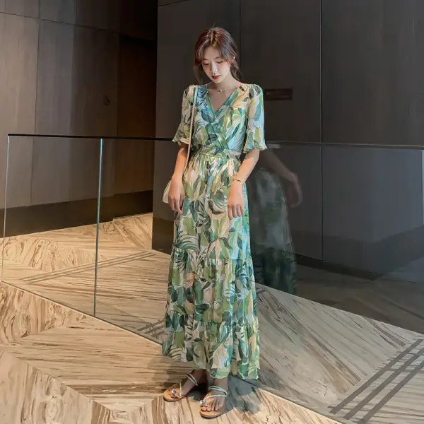 2021 Summer Floral Bell Sleeve Dress for Women - Image 15