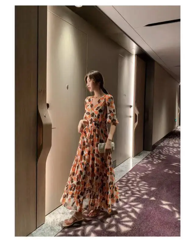 2021 Summer Floral Bell Sleeve Dress for Women — feature 10