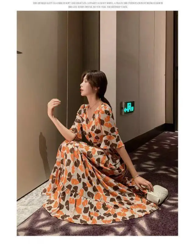 2021 Summer Floral Bell Sleeve Dress for Women — feature 13