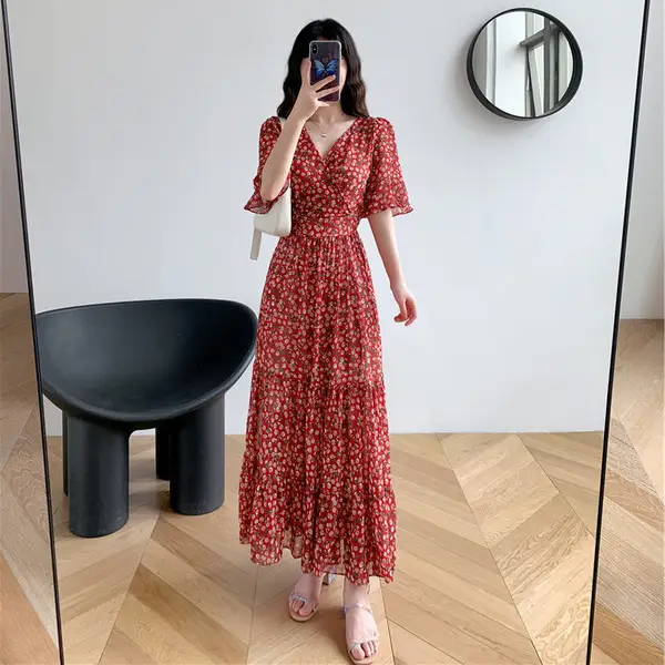 2021 Summer Floral Bell Sleeve Dress for Women - Image 2