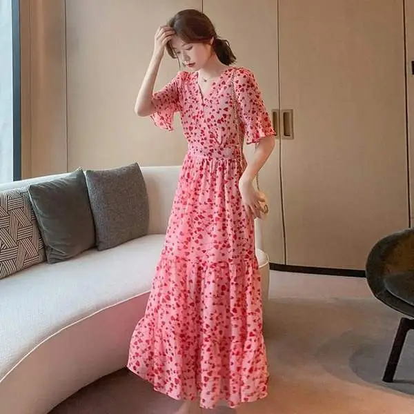 2021 Summer Floral Bell Sleeve Dress for Women - Image 3