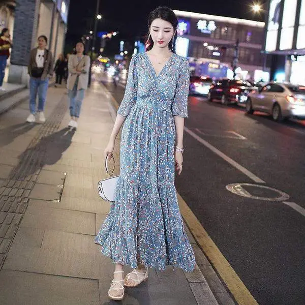2021 Summer Floral Bell Sleeve Dress for Women - Image 8